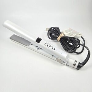 Jilbere de Paris Nano Ceramic Silver Hair Straightener Flat Iron White Digital